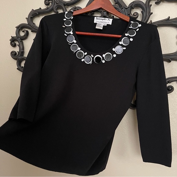 Joseph A Tops - Vintage Joseph A. Shirt Embellished Scoop Neckline X-Large